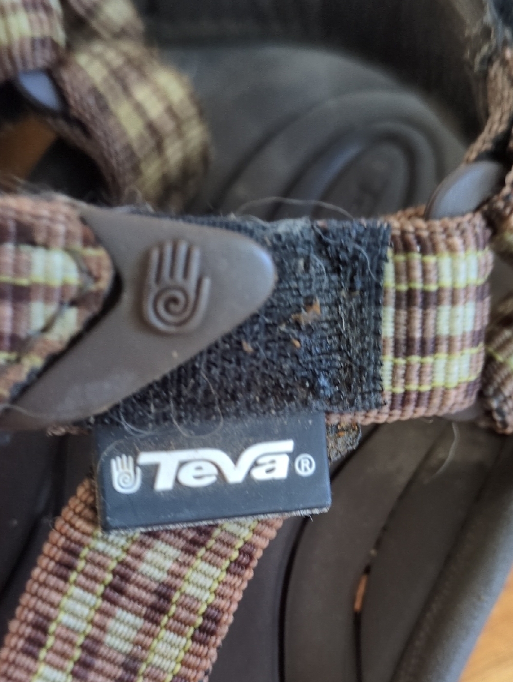 Teva Brown Plaid Hook-and-Loop Sandals - Picture 2 of 5